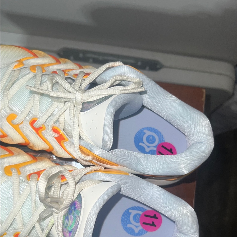 Nike KD 17 Sunrise University Gold Basketball Shoes 
' Orange and White Sneakers - Picture 7 of 8